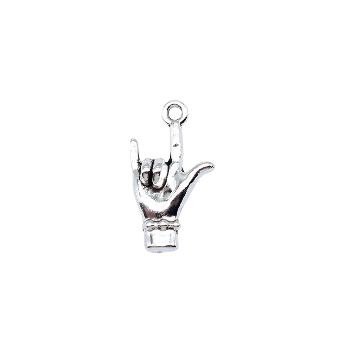 21x12mm 1.3g Antique Silver Zinc Alloy I Love You Hand Gesture Charm Pendant for DIY Necklace Bracelet