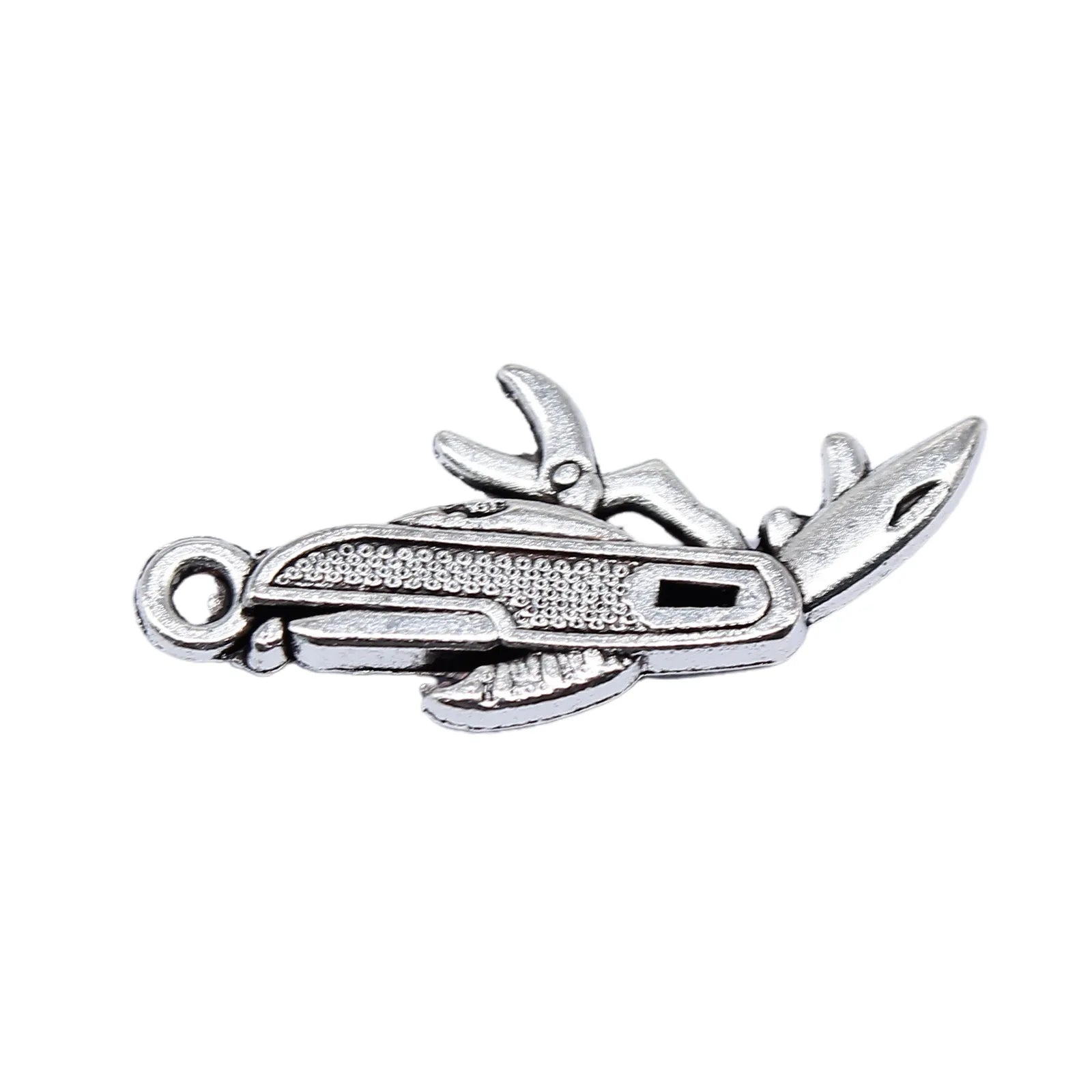 25x11mm 1.5g Antique Silver Zinc Alloy Folding Knife Charm Pendant for DIY Tool Theme Jewelry Making