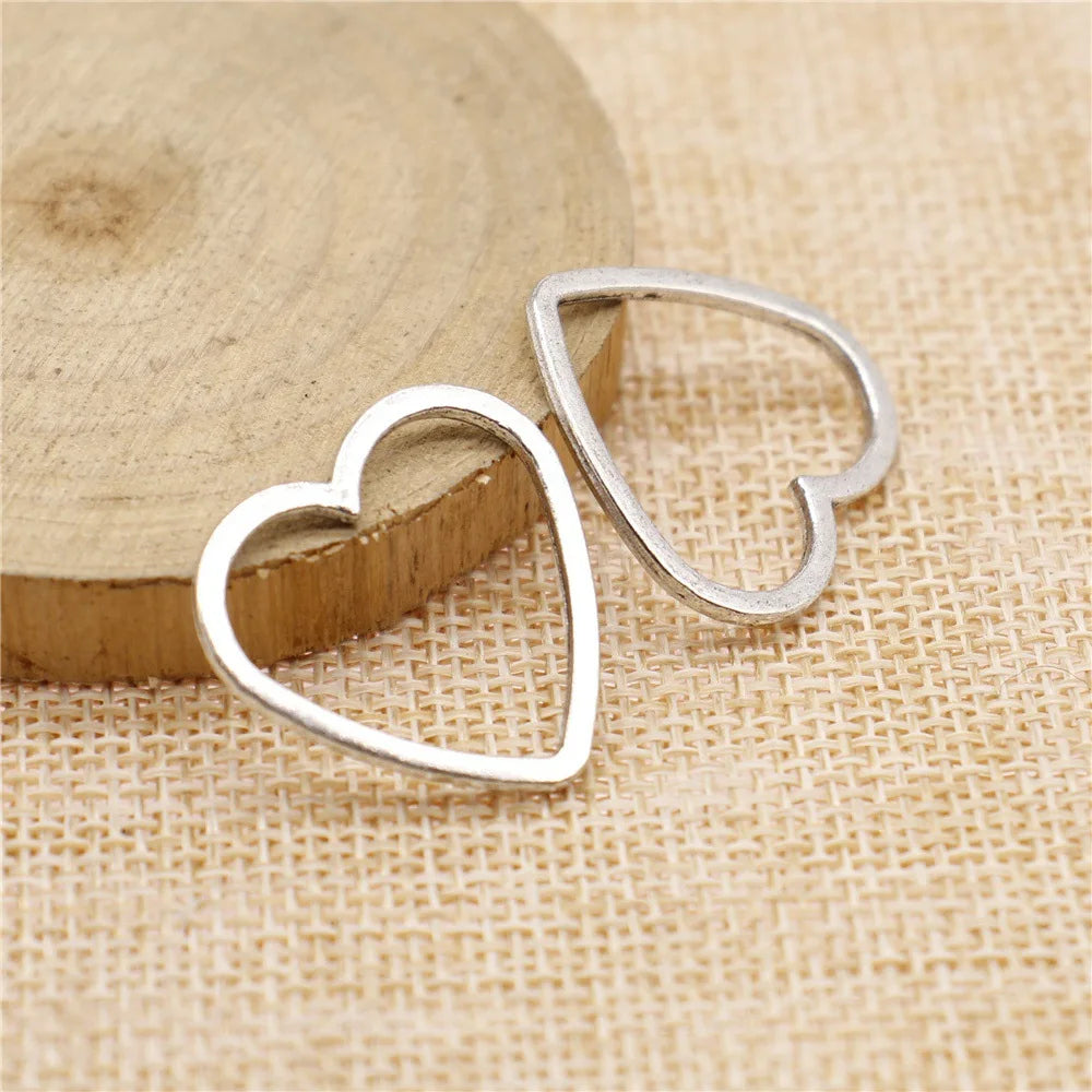 24x25mm 1.3g Multicolor Zinc Alloy Hollow Heart Connector Charm for DIY Necklace Bracelet Making