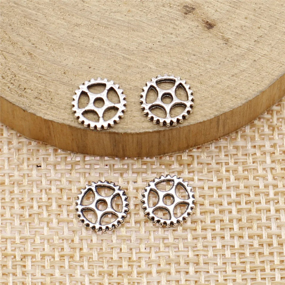 8mm 0.2g Multicolor Zinc Alloy Gear Charm Pendant for DIY Steampunk Bracelet Necklace Making