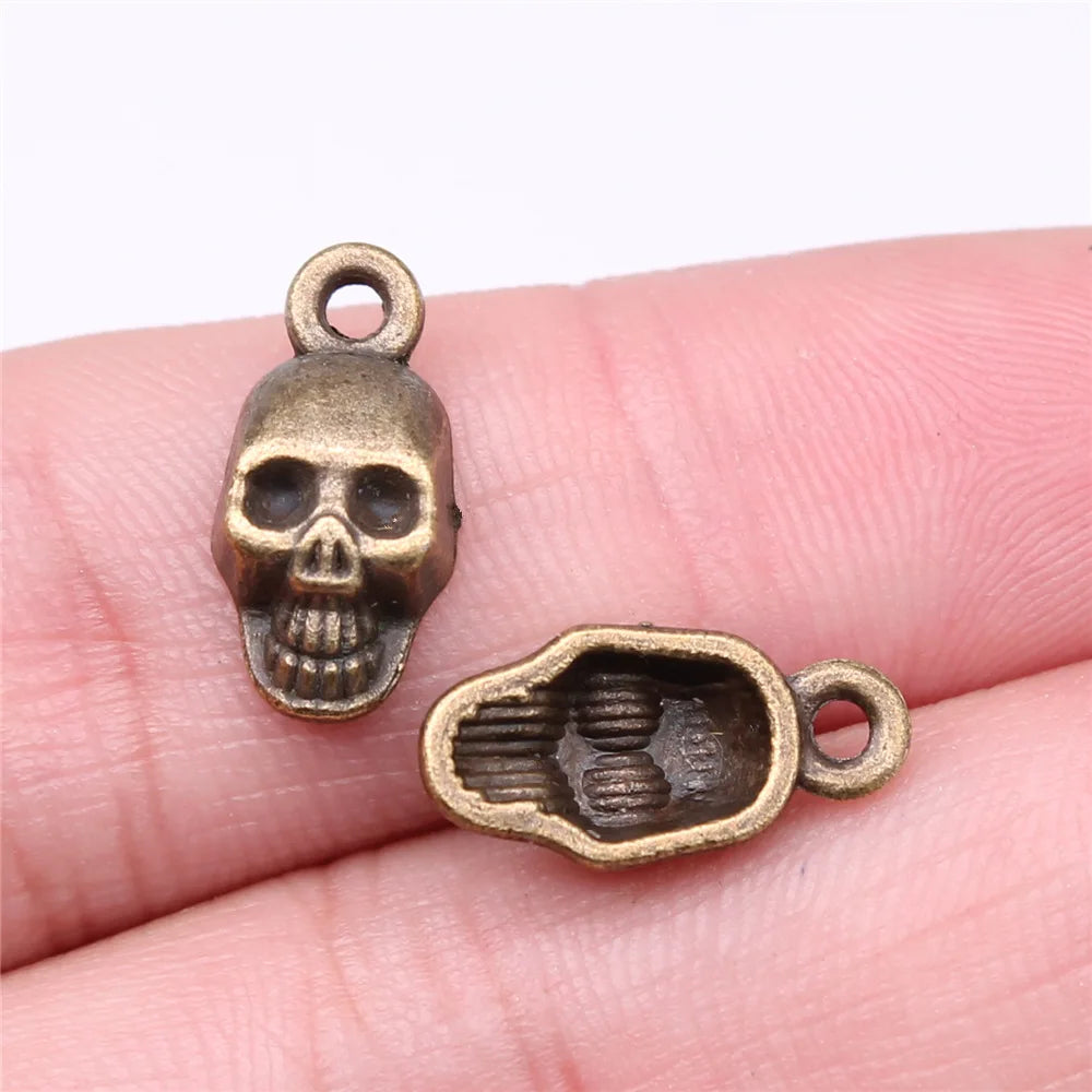 16x8mm 0.9g Multicolor Zinc Alloy Skull Head Charm Pendant for DIY Necklace Bracelet Keychain Making