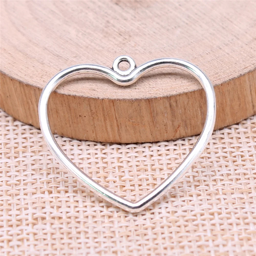 30x28mm 1.49g Multicolor Zinc Alloy Large Hollow Heart Charm Pendant for DIY Necklace Jewelry Making