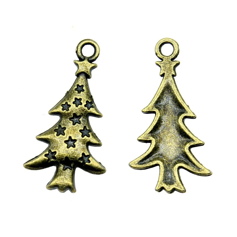 27x14mm 1.3g Zinc Alloy Christmas Tree Pine Tree Star Tree charm pendant for DIY jewelry making