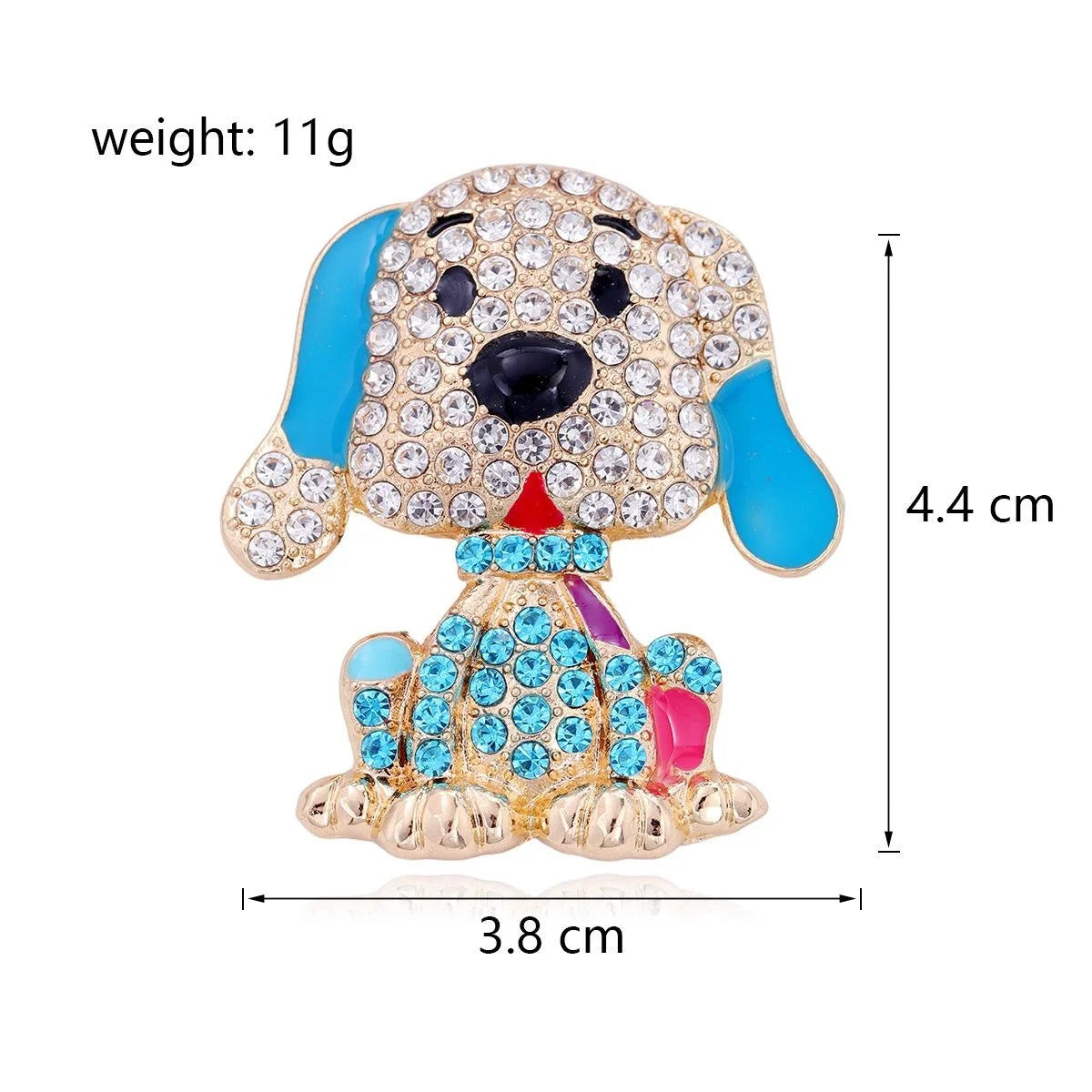Cute Cartoon Puppy Rhinestone Enamel Alloy Brooch, Luxury Dog Lapel Pin Corsage For Suit Coat Gift