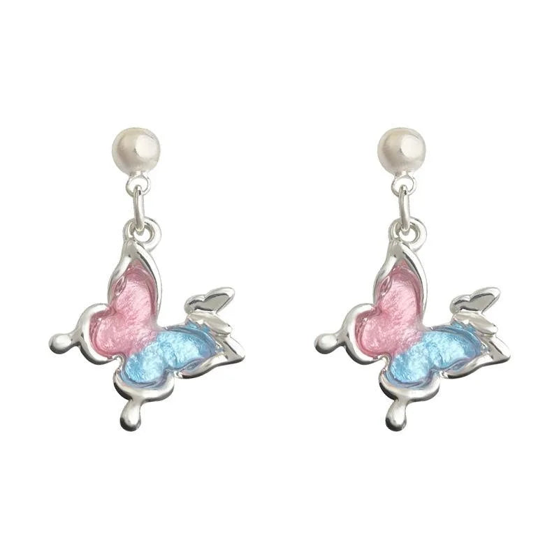 Sweet Summer Vacation Style Copper Butterfly Drop Earrings Posts
