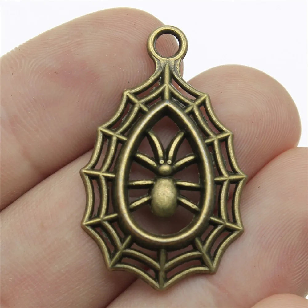 35x20mm 2.4g Multicolor Zinc Alloy Spider Charm Pendant for DIY Handmade Jewelry Making