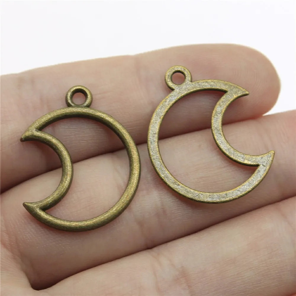 21x26mm 1.5g Multicolor Zinc Alloy Moon Charm Pendant for DIY Necklace Bracelet Jewelry Making