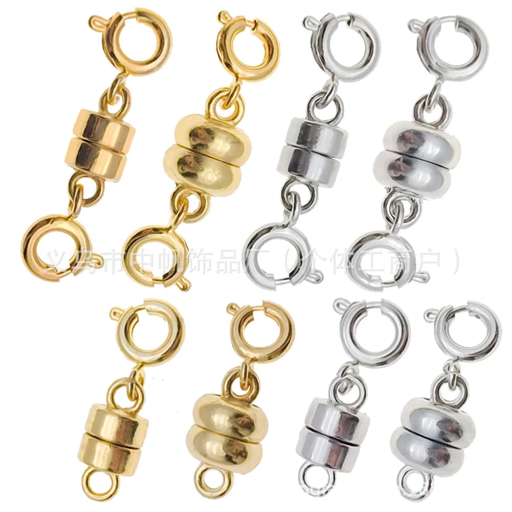 Iron Short Round Cylinder Magnetic Clasp Connector for DIY Bracelet Necklace Jewelry