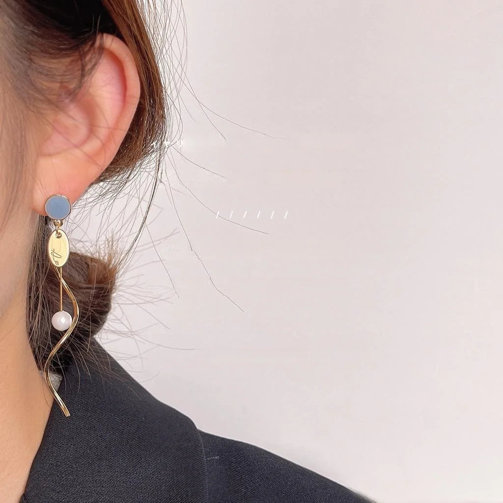 Handmade Copper 14K Plated Long Tassel Stud Earrings For Women Elegant Jewelry