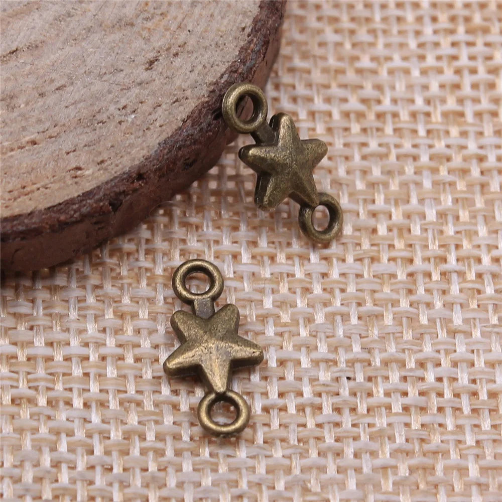 15x7mm 0.5g Multicolor Zinc Alloy Star Connector Charm for DIY Necklace Bracelet Earring Making