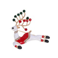 Cute Christmas Reindeer Enamel Rhinestone Alloy Brooch, Elegant Lapel Pin Corsage Suit Accessory Gift