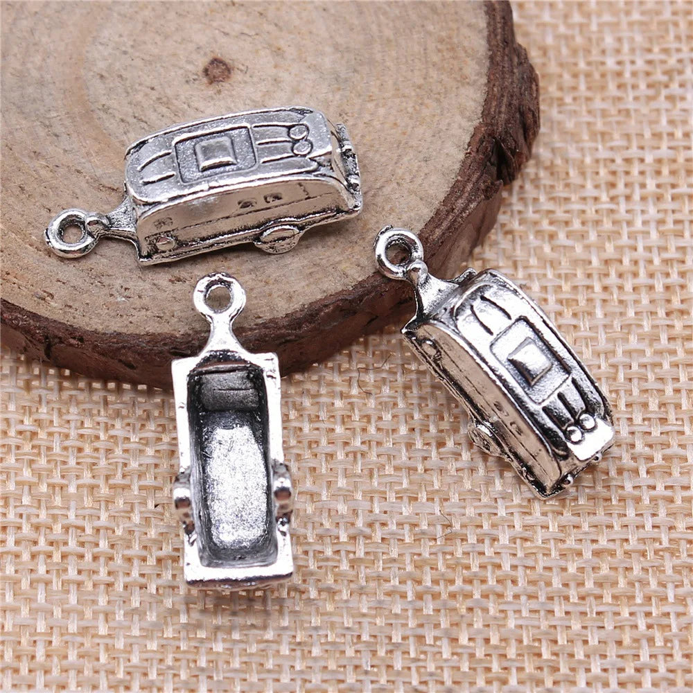 27x8mm 3.5g Antique Silver Zinc Alloy RV Camper Charm Pendant for DIY Travel Jewelry Making