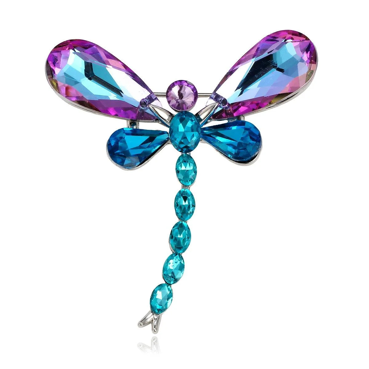 Elegant Colorful Glass Dragonfly Brooch With Rhinestone Wings, Luxury Insect Lapel Pin Suit Accessory Gift