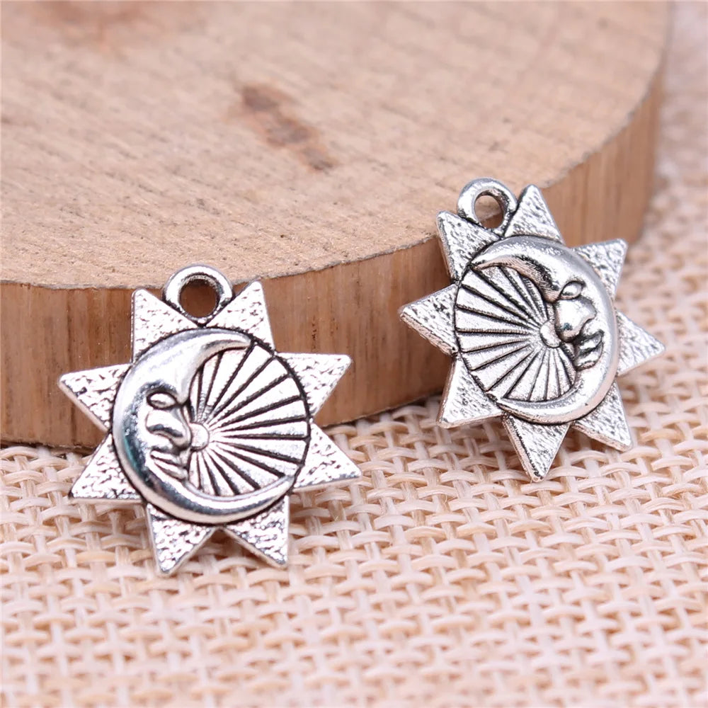 16x15mm 1.17g Multicolor Zinc Alloy Sun Moon Charm Pendant for DIY Necklace Bracelet Jewelry Making