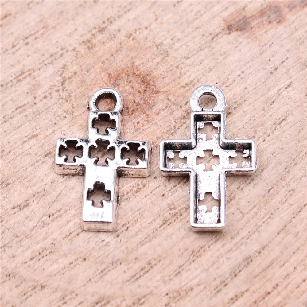 17x11mm 0.51g Antique Silver Zinc Alloy Cross Charm Pendant for DIY Necklace Bracelet Jewelry Making