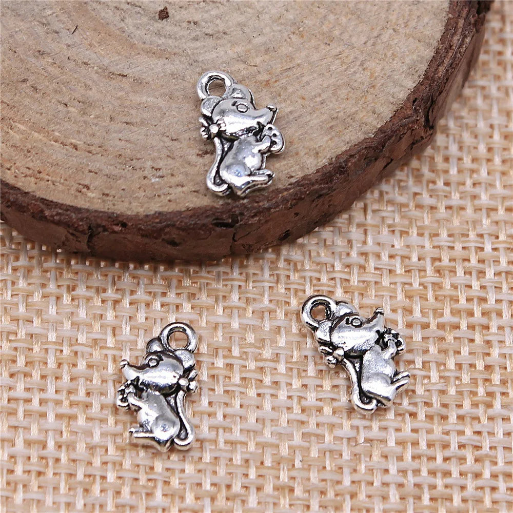 12x7mm 0.6g Multicolor Zinc Alloy Mouse Charm Pendant for DIY Necklace Bracelet Jewelry Making