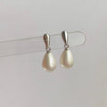 French Vintage Teardrop Pearl Drop Earrings Copper Minimalist Elegant Commuter Jewelry