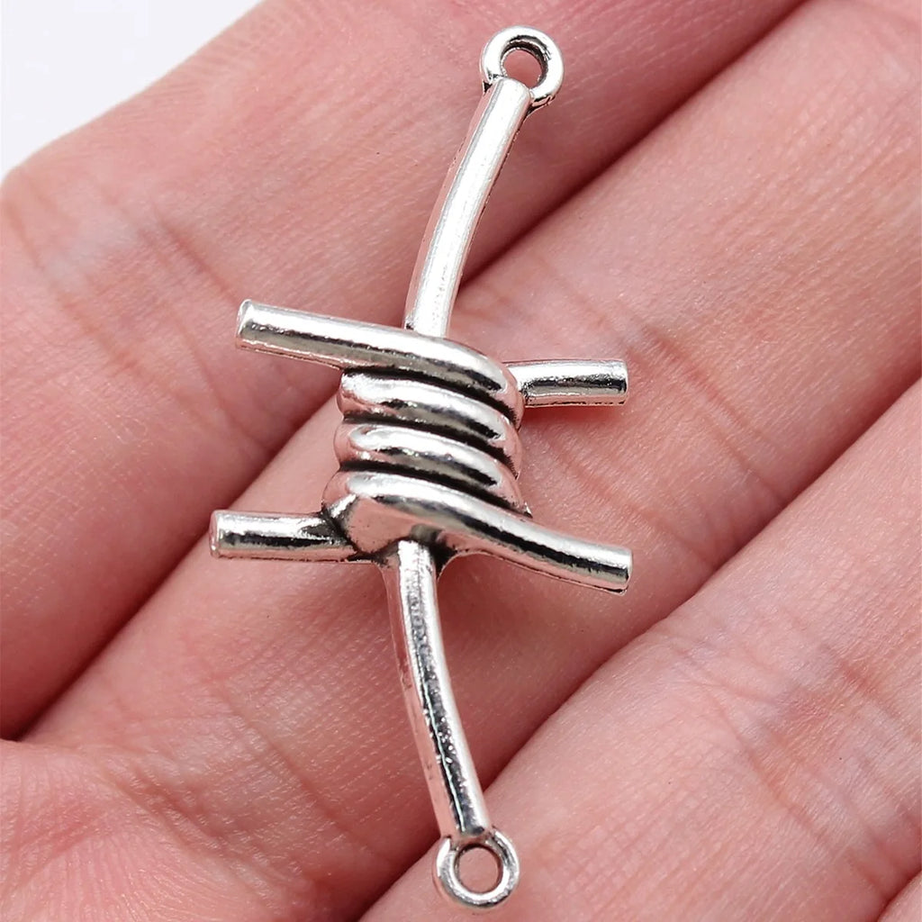 40x19mm 4.6g Antique Silver Zinc Alloy Thorn Connector Charm for DIY Bracelet and Necklace Making