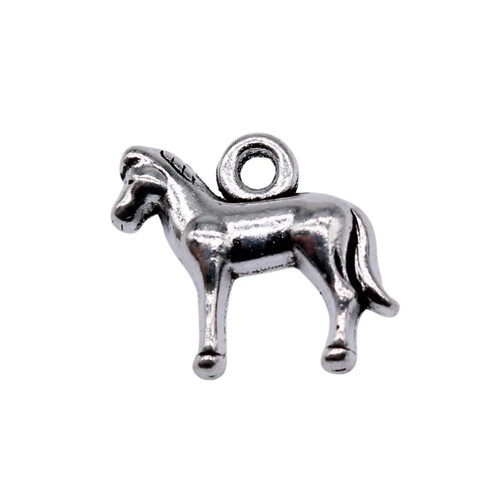 18x14mm 1.3g Antique Silver Zinc Alloy Horse Charm Pendant for DIY Necklace Bracelet Jewelry Making
