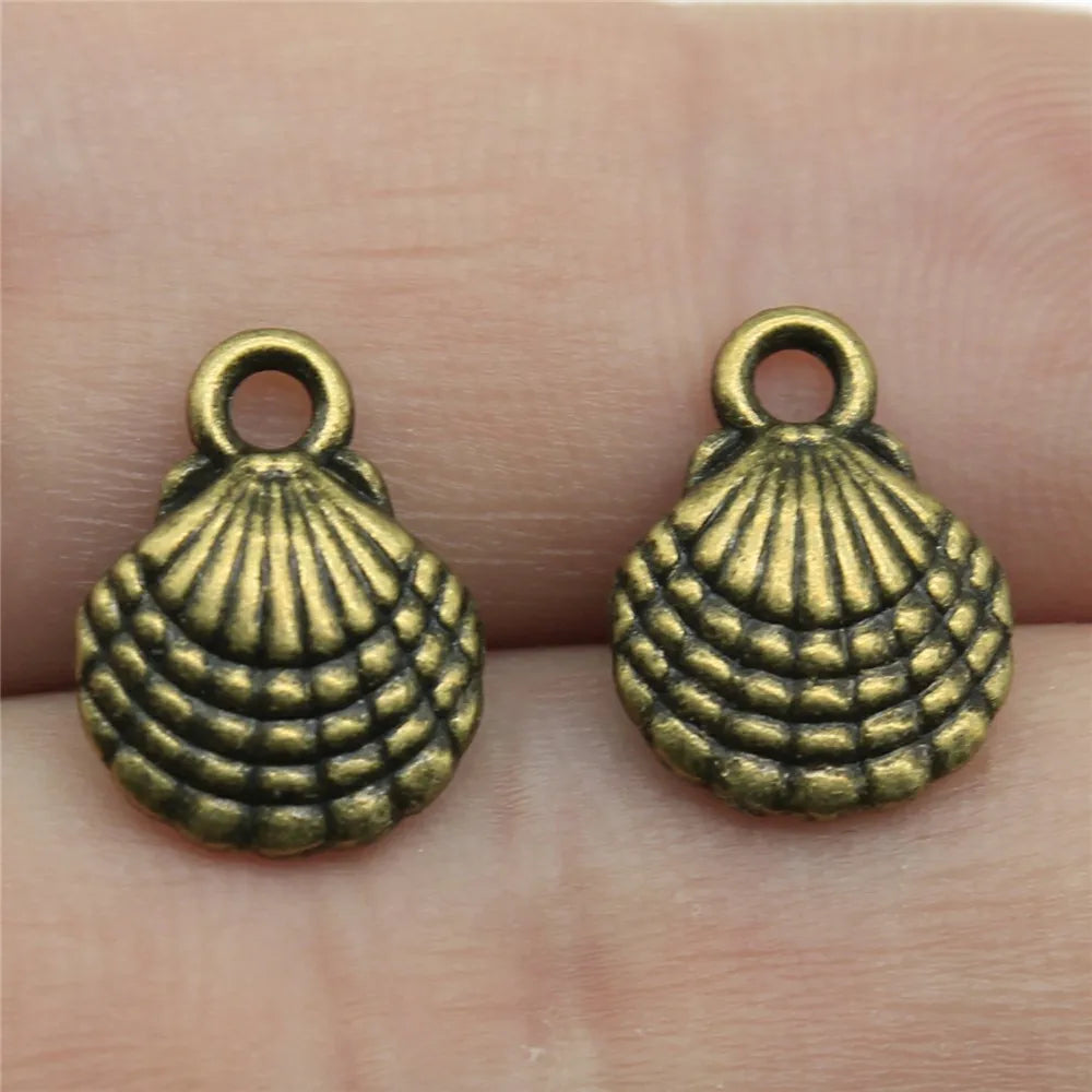 13x10mm 1g Multicolor Zinc Alloy Shell Charm Pendant for Ocean Theme Necklace Bracelet Making