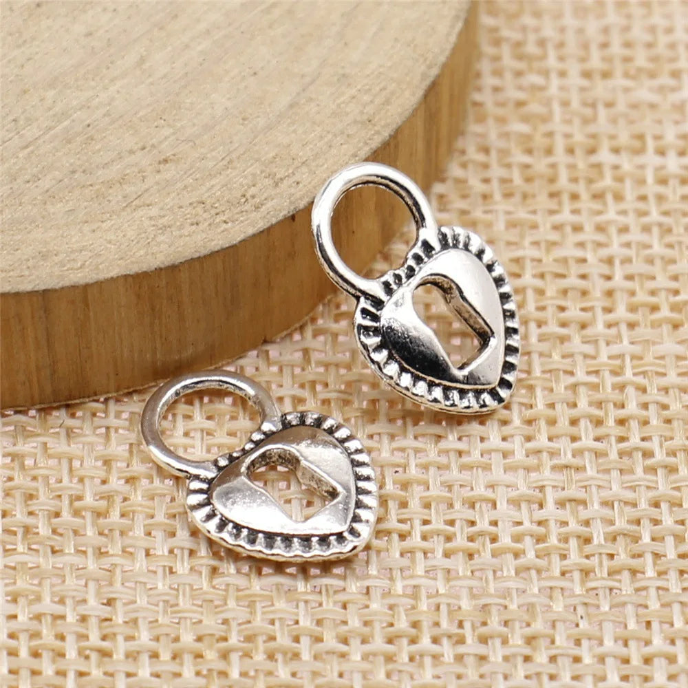 12x17mm 0.8g Multicolor Zinc Alloy Heart Lock Charm Pendant for DIY Jewelry Making Accessories