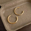 Minimalist 14K Plated Copper Smooth Round Stud Earrings Korean Style