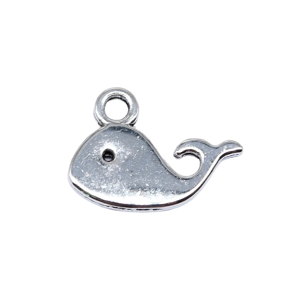 12x16mm 0.6g Antique Silver Zinc Alloy Whale Charm Pendant for DIY Ocean Theme Jewelry Making