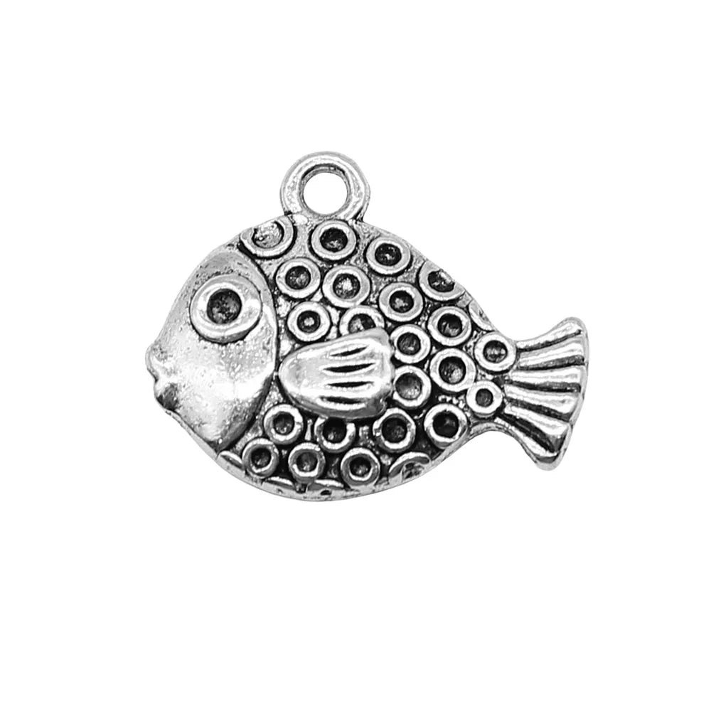 16x20mm 2.7g Antique Silver Zinc Alloy Tropical Fish Charm Pendant for Ocean Theme DIY Jewelry Making