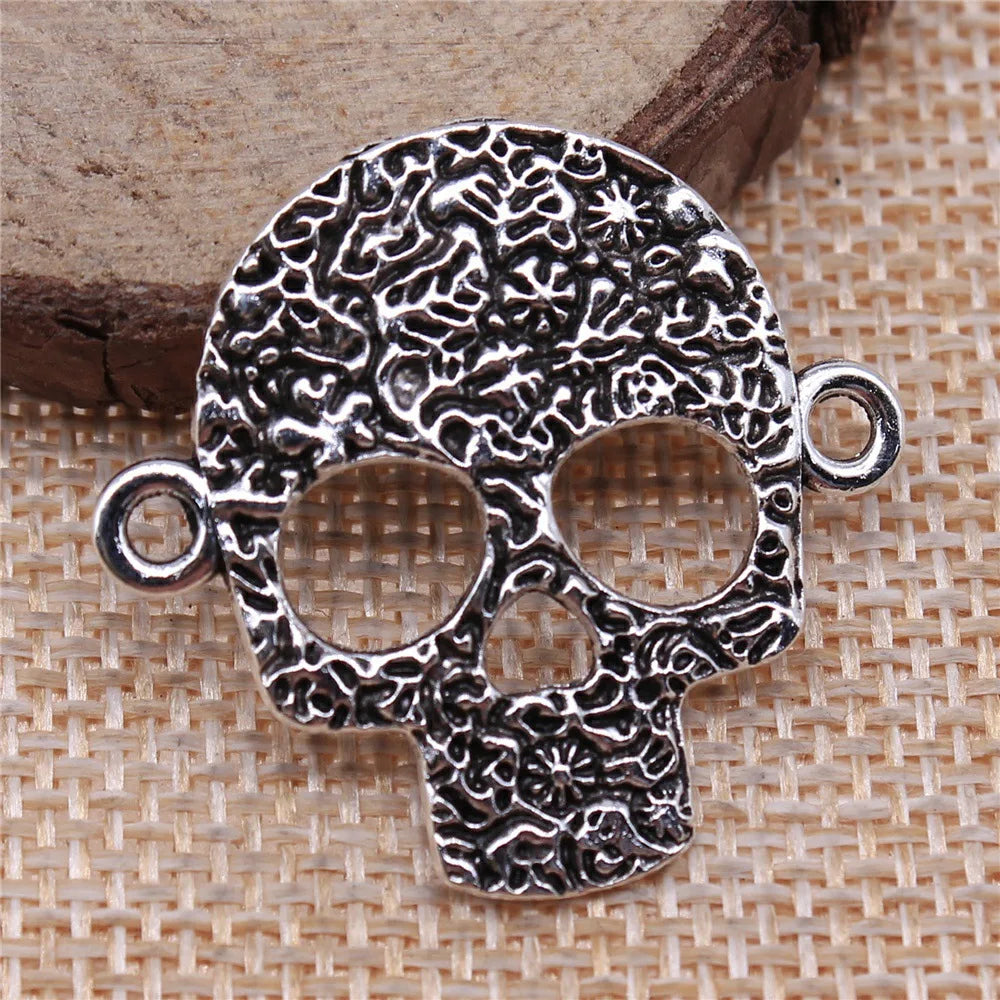 32x30mm 3.4g Multicolor Zinc Alloy Skull Connector Charm for Necklace Bracelet Making