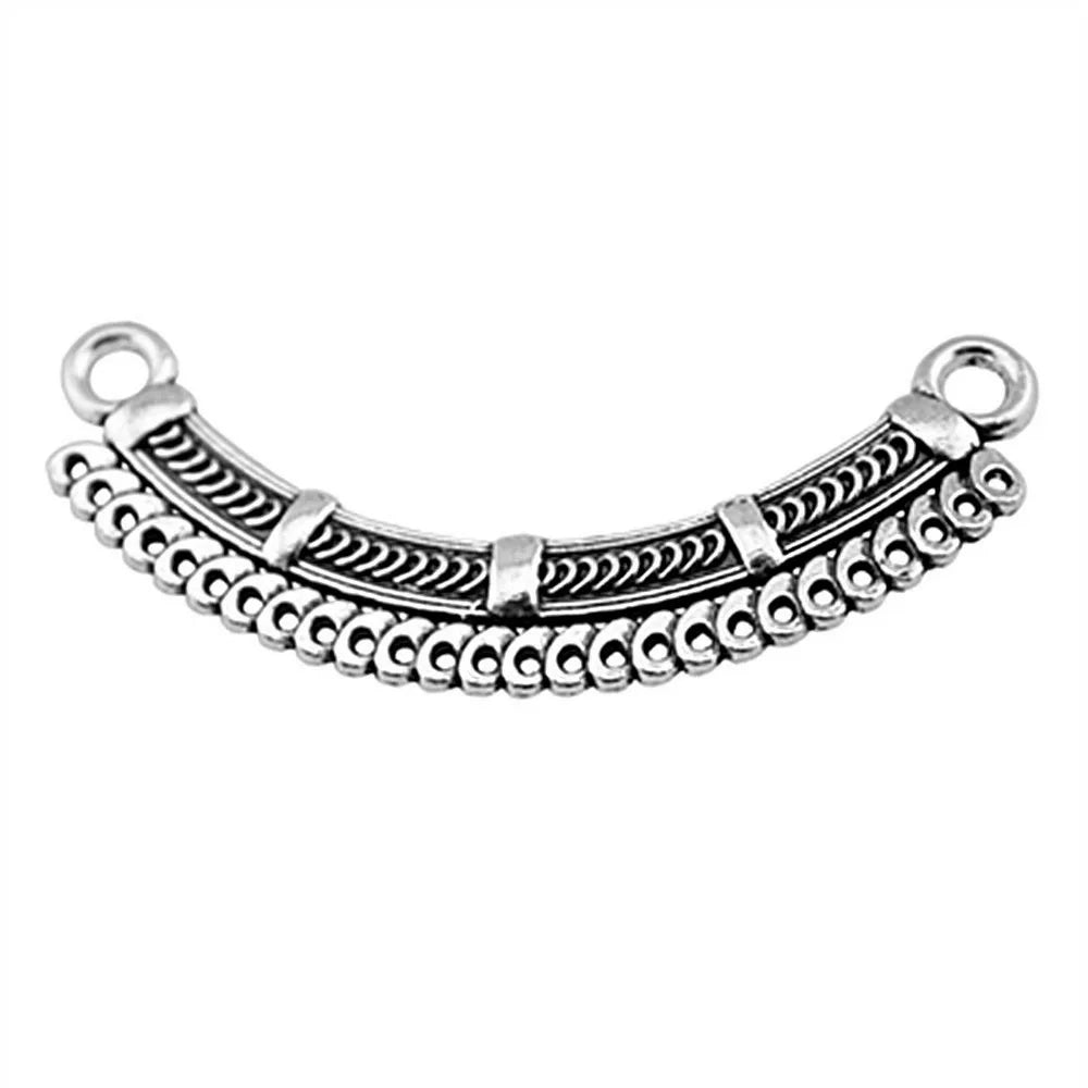 70x30mm 8.7g Antique Silver Zinc Alloy Ornate Bar Connector Charm for DIY Necklace Making