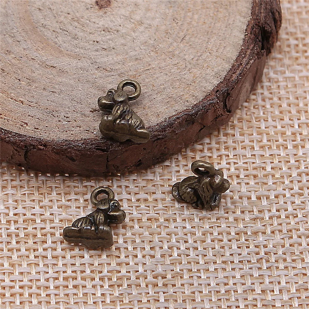 10x7mm 0.9g Multicolor Zinc Alloy Small Dog Charm Pendant for DIY Necklace Bracelet Jewelry
