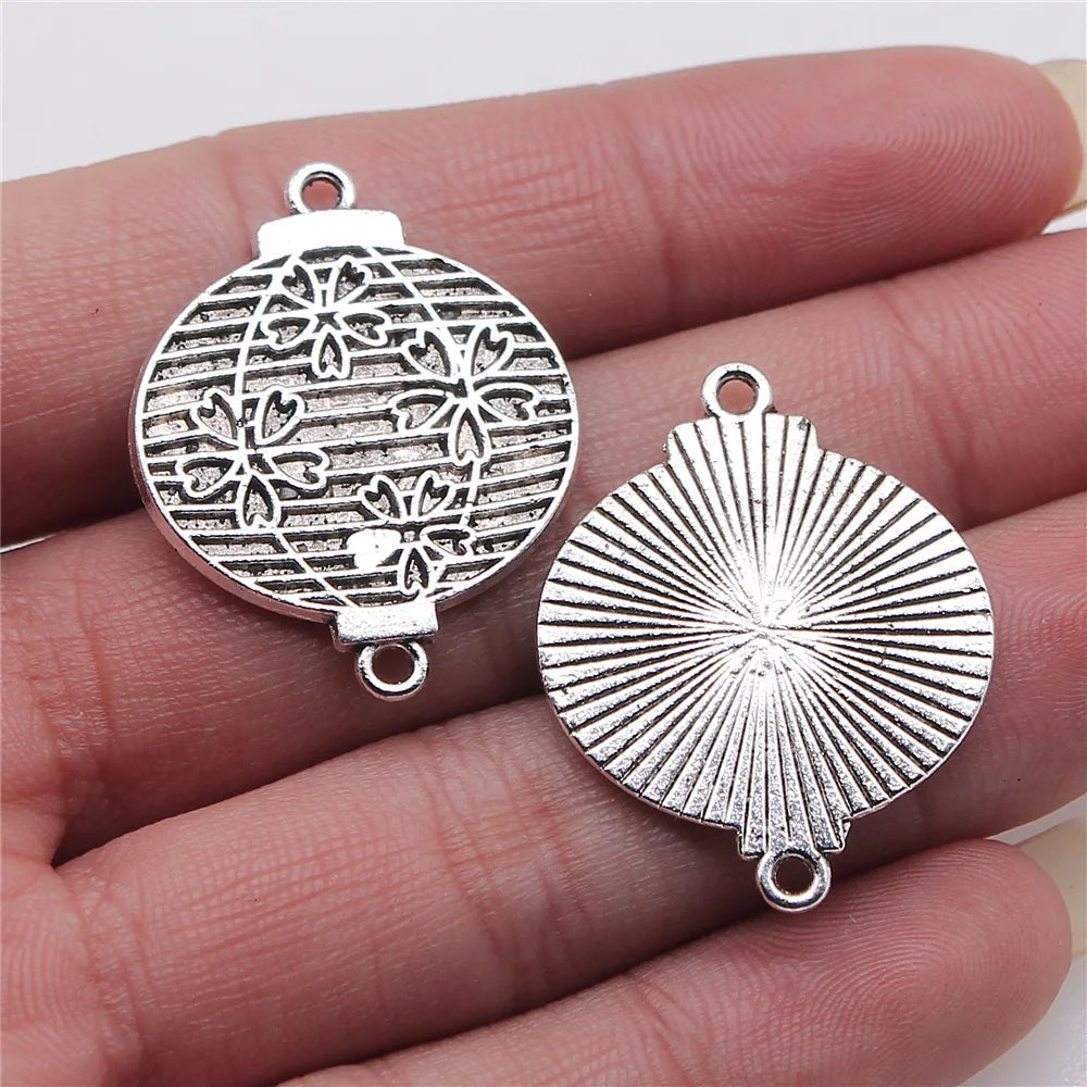 25x31mm 3.7g Antique Silver Tone Zinc Alloy Lantern Connector Charm for Necklace Bracelet Earring DIY