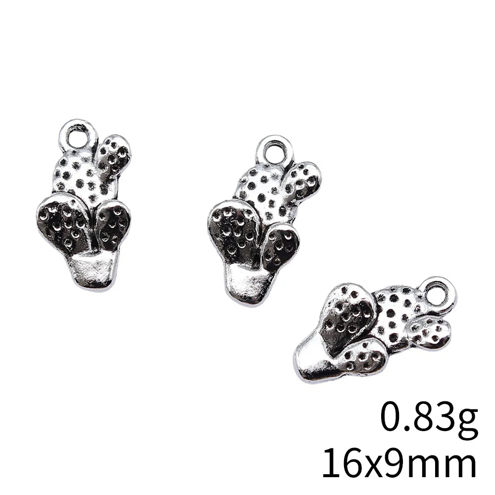16x9mm 0.83g Antique Silver Zinc Alloy Cactus Charm Pendant for DIY Necklace Bracelet Jewelry Making