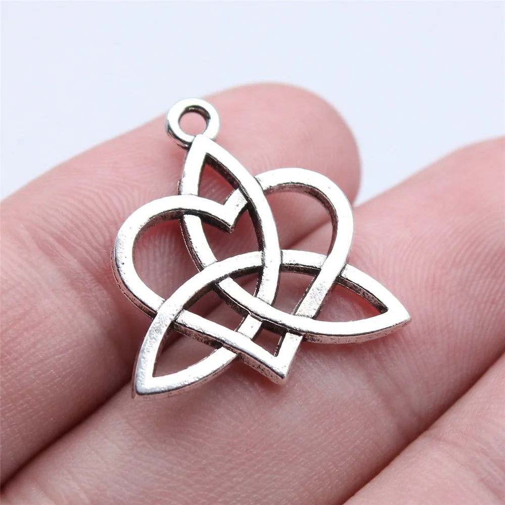 23x24mm 2.3g Antique Silver Zinc Alloy Heart Celtic Knot Charm Pendant for DIY Bracelet Necklace Making