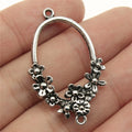 41x25mm 3.5g Antique Silver Zinc Alloy Oval Flower Earring Connector Charms for DIY Earrings Jewelry Making