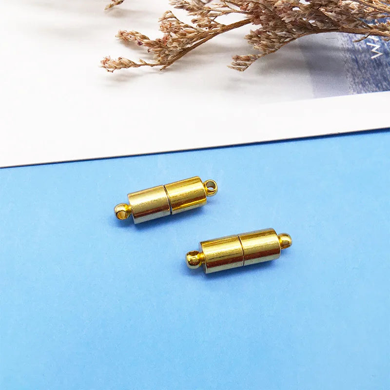 Gold Iron Cylinder Magnetic Clasp Connector for DIY Necklace Bracelet Jewelry Making