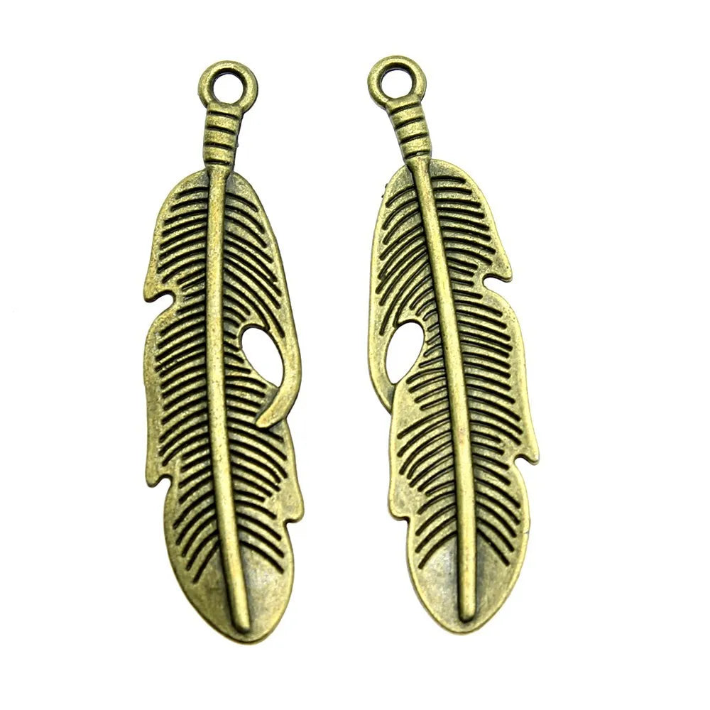 49x13mm 3.1g Multicolor Zinc Alloy Feather Charm Pendant for DIY Necklace Bracelet Jewelry Making