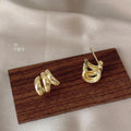 Luxury Geometric Copper 14K Plated Hoop Line Stud Earrings