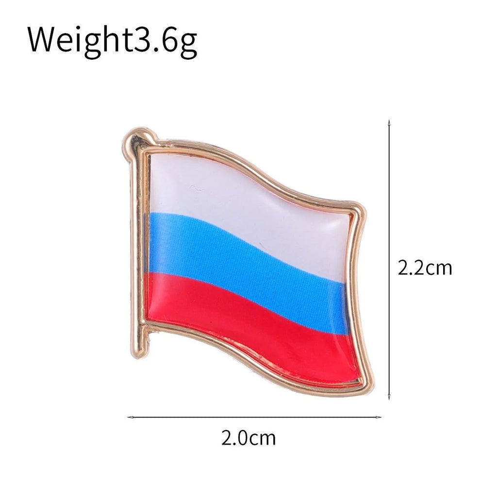 Elegant Russian Flag Enamel Alloy Brooch, Gold Tone Waving National Lapel Pin For Suit Accessory Gift