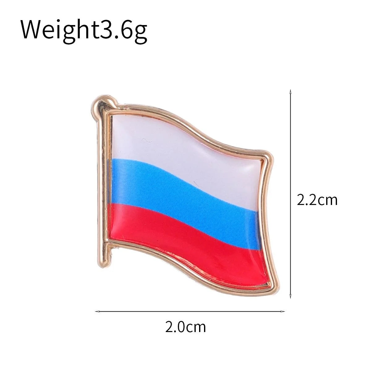 Elegant Russian Flag Enamel Alloy Brooch, Gold Tone Waving National Lapel Pin For Suit Accessory Gift