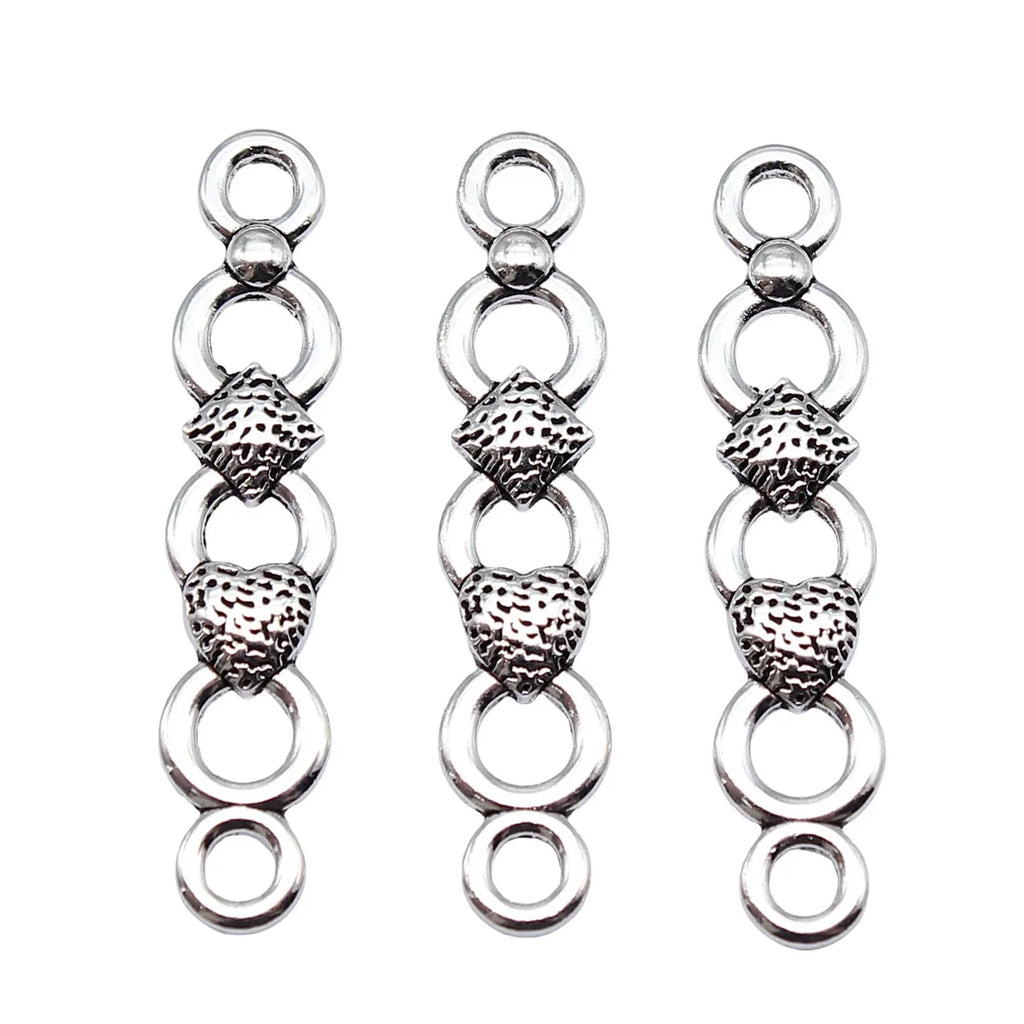 34x7mm 0.9g Antique Silver Zinc Alloy Long Bar Connector Charm for DIY Bracelet Necklace Making