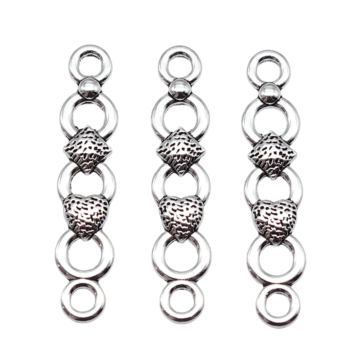 34x7mm 0.9g Antique Silver Zinc Alloy Long Bar Connector Charm for DIY Bracelet Necklace Making