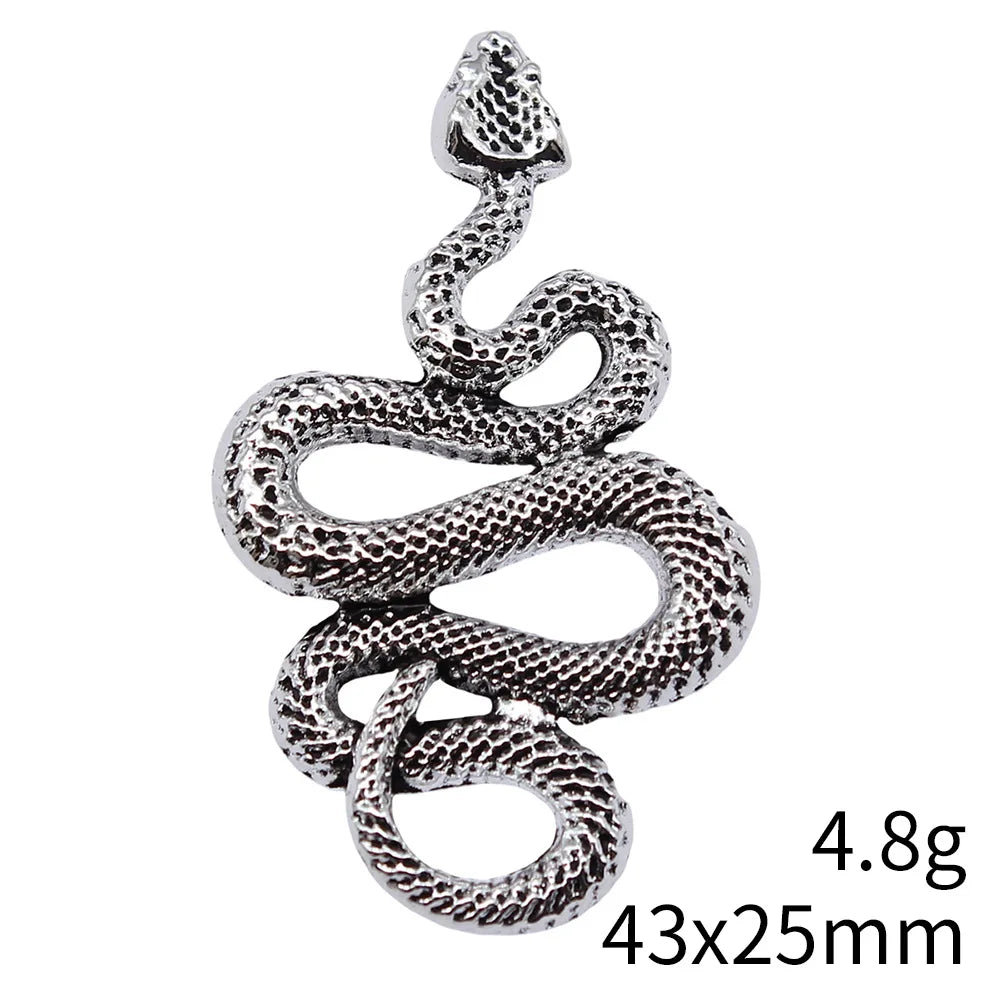 43x25mm 4.8g Antique Silver Zinc Alloy Snake Charm Pendant for DIY Necklace Bracelet Jewelry Making