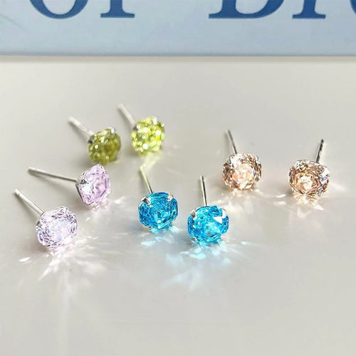 Light Luxury S925 Sterling Silver Geometric Octagon Rose Cut Zircon Stud Earrings For Women