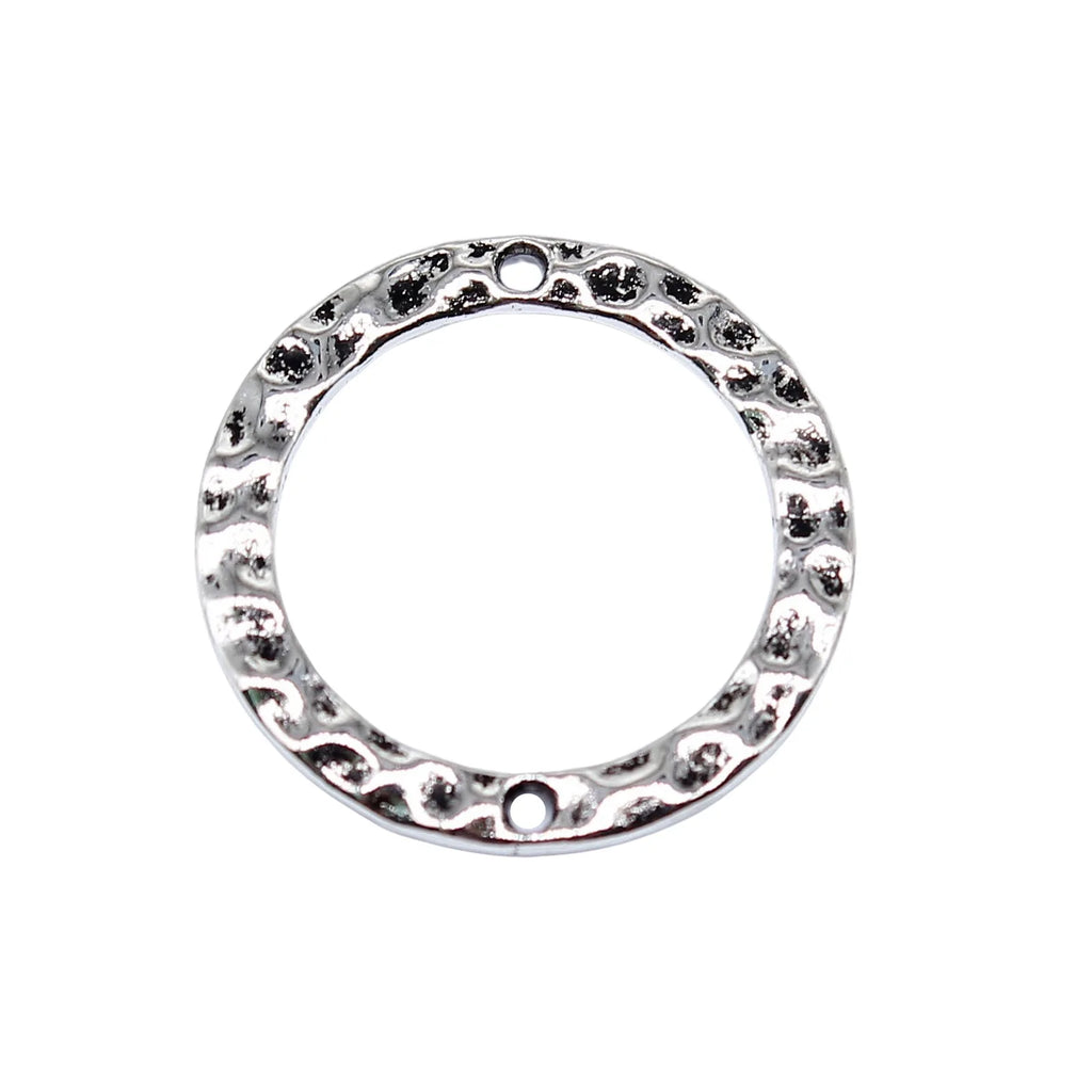 20x20mm 1g Zinc Alloy Hammered Round Ring Charm Pendant for DIY Necklace Earring Jewelry Making