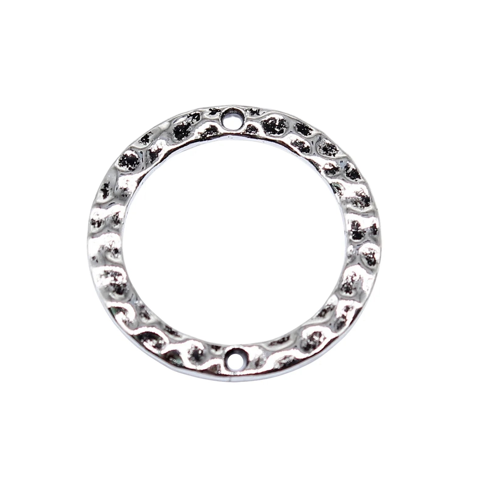 20x20mm 1g Zinc Alloy Hammered Round Ring Charm Pendant for DIY Necklace Earring Jewelry Making