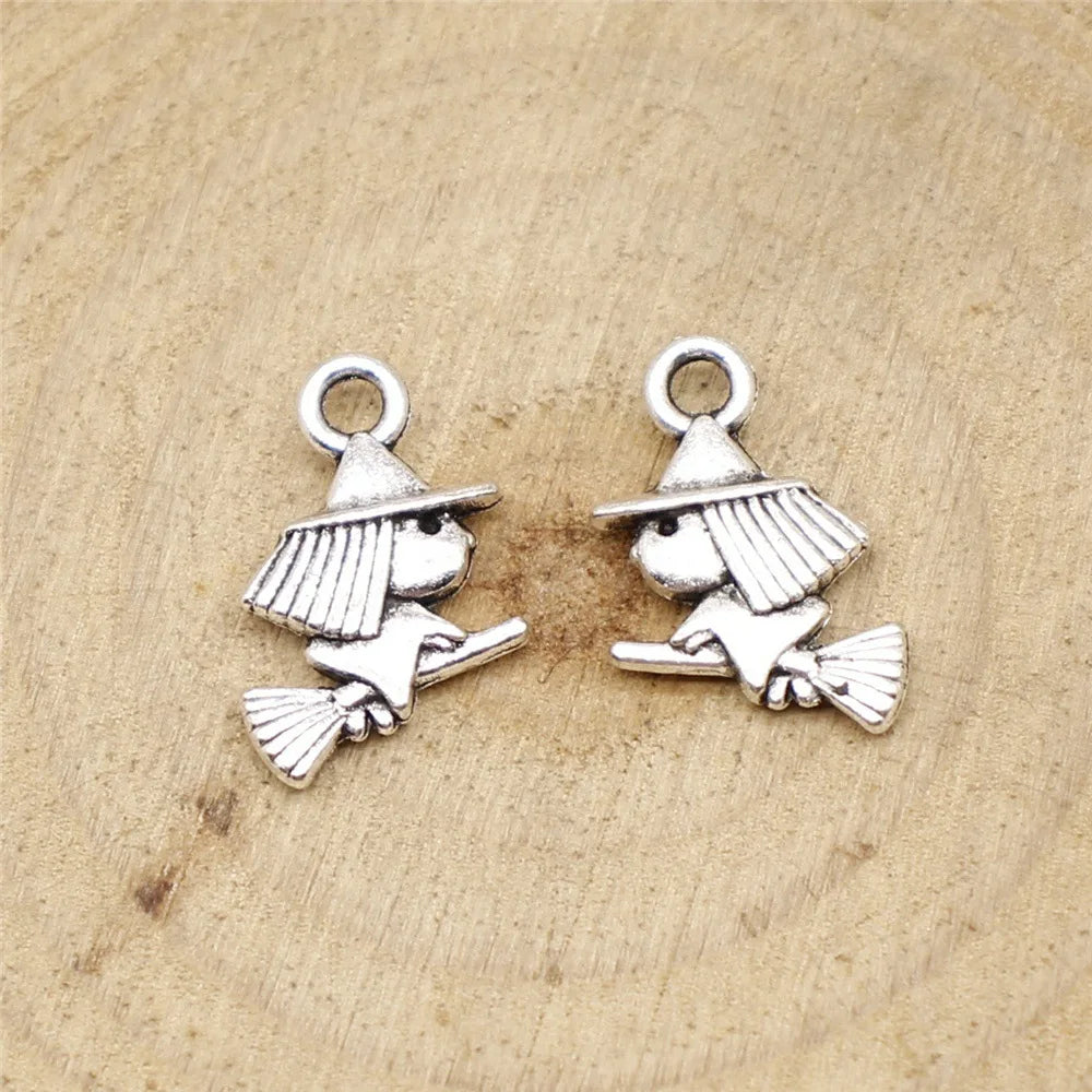 16x12mm 0.8g Multicolor Zinc Alloy Little Witch Charm Pendant for DIY Necklace Bracelet Making