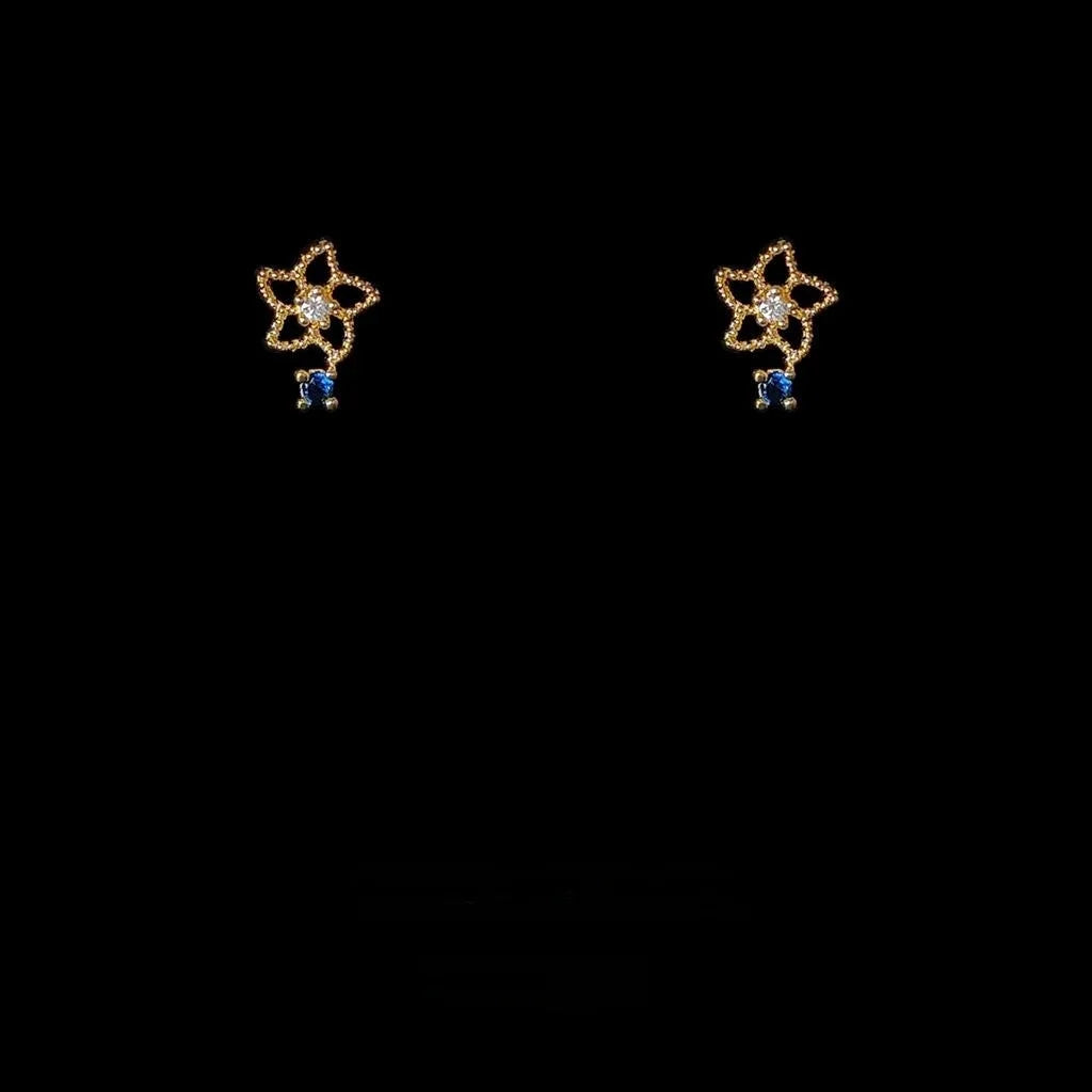 Mini 14K Gold Plated Copper Flower Stud Earrings Simple Hollow Sweet Style