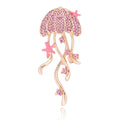 Luxury Jellyfish Starfish Rhinestone Enamel Brooch, Gold Tone Women's Lapel Pin Corsage Suit Accessory Gift