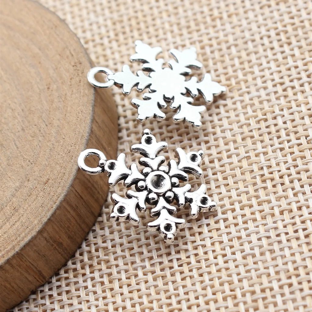 22x17mm 1.3g Antique Silver Zinc Alloy Snowflake Charm Pendant for DIY Necklace Bracelet Jewelry Making
